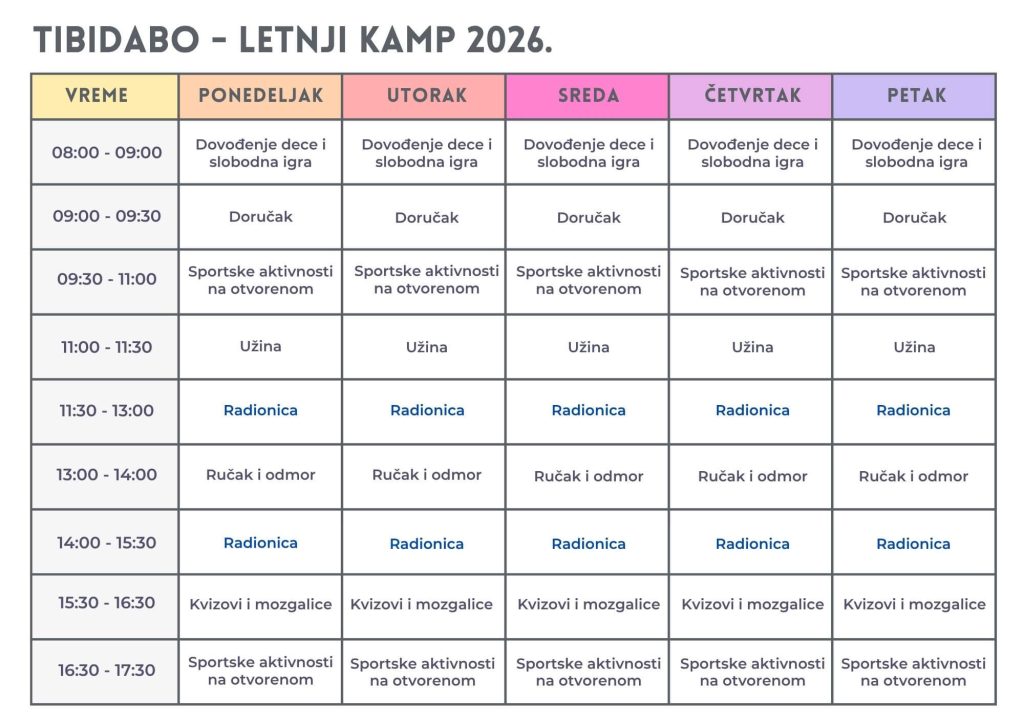 Tibidabo letnji kamp 2026